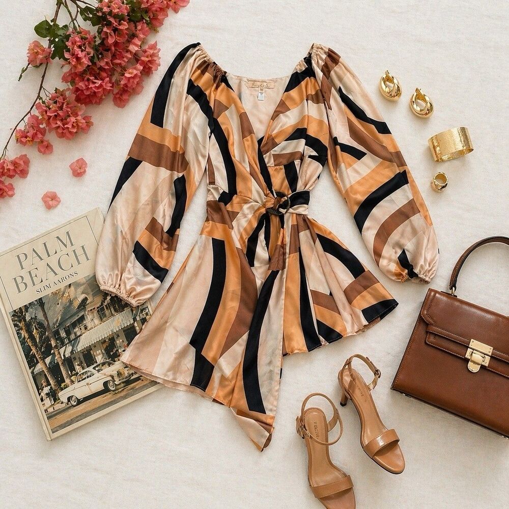 Hutch Anthropologie Wrap Dress Babydoll Mini Geometric Stripe Boho Summer